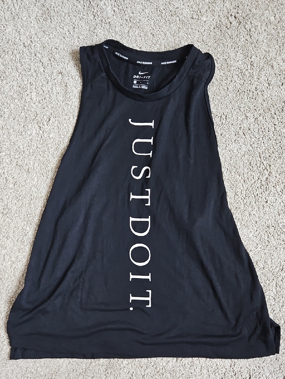 Nike Dri-FIT Tank Top Women’s Large Just Do It Black Workout Athletic Shirt